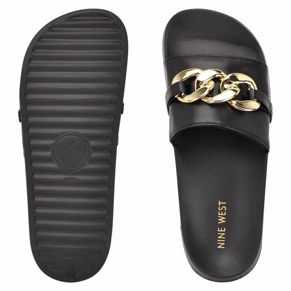 Nine west black store slides